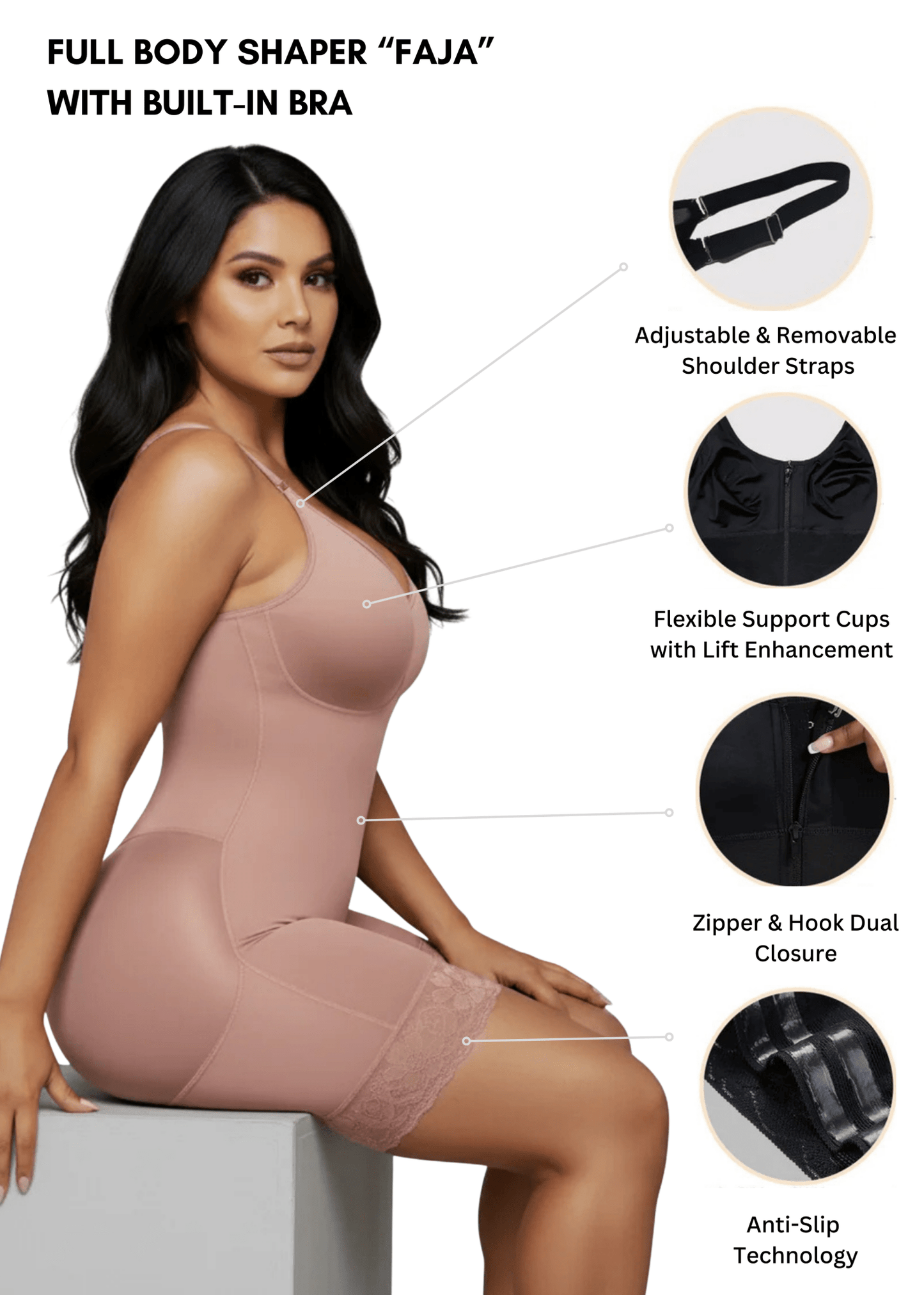 MYSHAPI™ Colombian faja full body shaper bodysuit – view 17