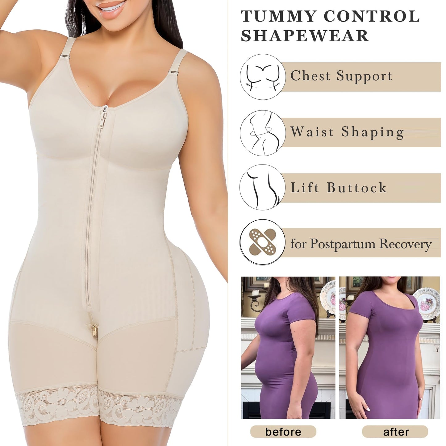 MYSHAPI™ Colombian faja full body shaper bodysuit – view 13