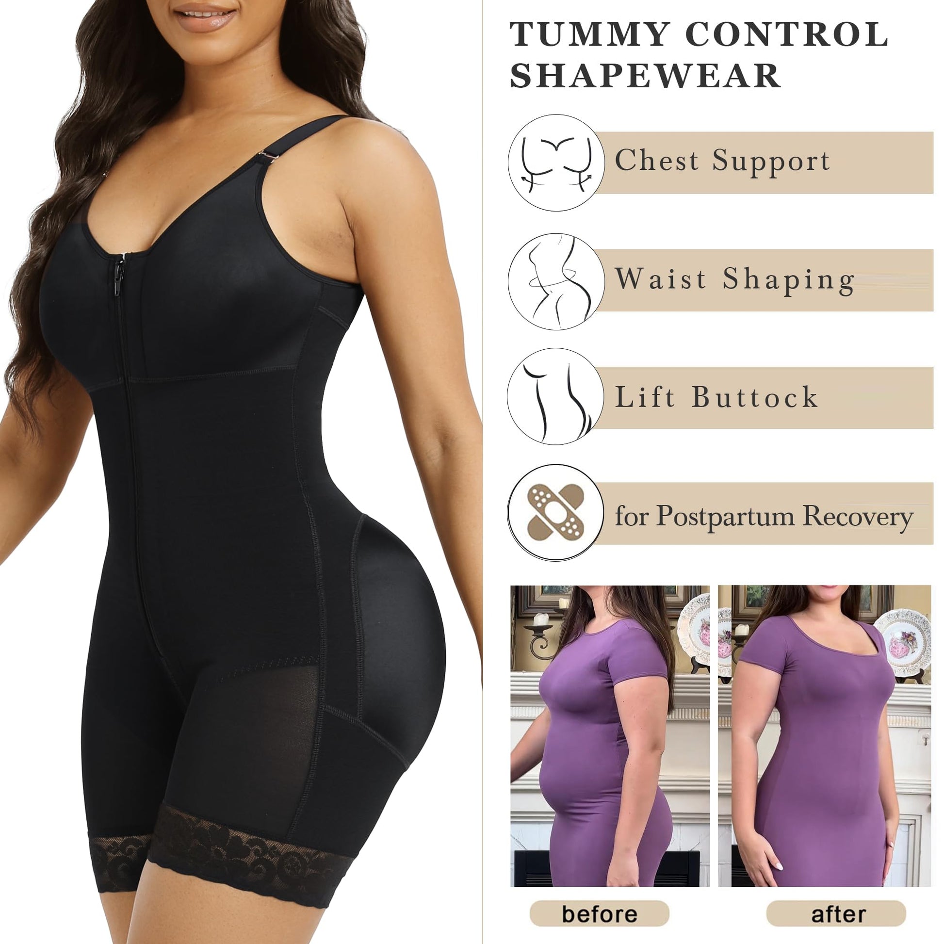 MYSHAPI™ Colombian faja full body shaper bodysuit – view 3
